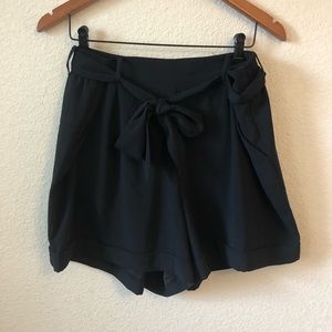 Black Elastic Waist, Tie Shorts